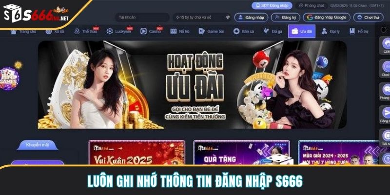 Luôn ghi nhớ thông tin đăng nhập S666